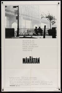 2h540 MANHATTAN style B 1sh '79 classic image of Woody Allen & Diane Keaton by bridge!