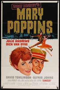 2h543 MARY POPPINS style A 1sh R80 Julie Andrews & Dick Van Dyke in Walt Disney's musical classic!