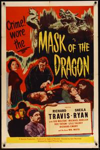 2h546 MASK OF THE DRAGON 1sh '51 Richard Travis & Sheila Ryan in Korea, crime wore the mask!