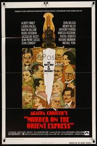 2h590 MURDER ON THE ORIENT EXPRESS 1sh '74 Agatha Christie, great art of cast by Richard Amsel!