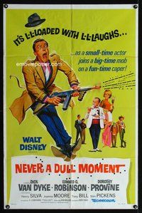 2h604 NEVER A DULL MOMENT style B 1sh '68 Disney, art of wacky Dick Van Dyke, Edward G. Robinson!