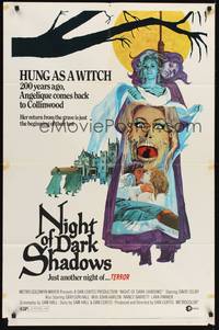 2h610 NIGHT OF DARK SHADOWS 1sh '71 wild freaky art of the woman hung as a witch 200 years ago!