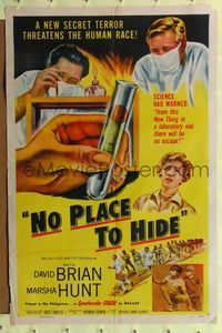 2h617 NO PLACE TO HIDE 1sh '56 biological germ warfare will wipe out the human race!