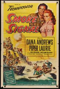 2h792 SMOKE SIGNAL 1sh '55 Dana Andrews & Piper Laurie flee through Indian territory!