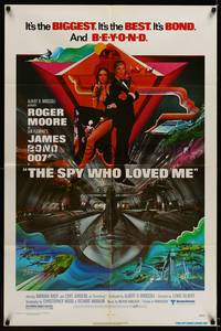 2h802 SPY WHO LOVED ME 1sh '77 great art of Roger Moore as James Bond 007 by Bob Peak!