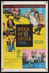 2h806 STAR OF INDIA 1sh '56 Cornel Wilde, Jean Wallace, Herbert Lom!