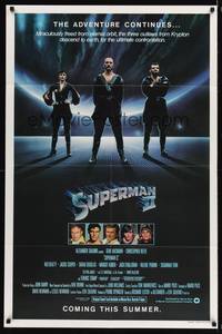 2h837 SUPERMAN II teaser 1sh '81 Christopher Reeve, Terence Stamp, cool image of bad guys!