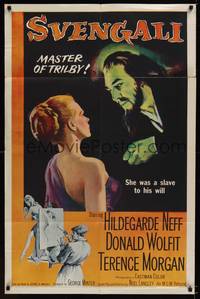 2h839 SVENGALI 1sh '55 sexy Hildegarde Neff was a slave to the will of crazy Donald Wolfit!