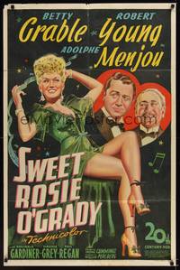 2h844 SWEET ROSIE O'GRADY 1sh '43 stone litho of sexy full-length Betty Grable, Young