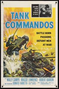 2h851 TANK COMMANDOS 1sh '59 AIP, really cool WWII artwork of tanks in battle!