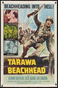 2h852 TARAWA BEACHHEAD 1sh '58 Kerwin Mathews battles for inches of Hell in WWII!