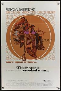 2h871 THERE WAS A CROOKED MAN 1sh '70 cool art of Kirk Douglas, Henry Fonda & top stars!