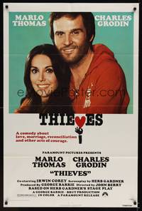 2h877 THIEVES 1sh '77 close up of sexy Marlo Thomas & Charles Grodin!