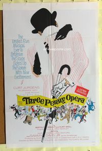 2h884 THREE PENNY OPERA 1sh '63 Die Dreigroschenoper, Curt Jurgens, wacky artwork!