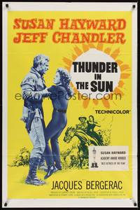 2h885 THUNDER IN THE SUN 1sh '59 Jeff Chandler gets rough with Susan Hayward!