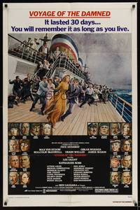 2h948 VOYAGE OF THE DAMNED 1sh '76 Faye Dunaway, Max Von Sydow, Richard Amsel art!