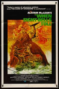 2h961 WHEN EIGHT BELLS TOLL 1sh '71 from Alistair MacLean's novel, cool fiery action art!