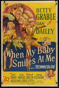 2h963 WHEN MY BABY SMILES AT ME 1sh '48 stone litho image of sexy Betty Grable & Dan Dailey!