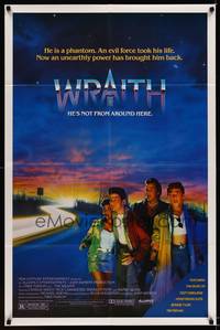 2h984 WRAITH 1sh '86 young Charlie Sheen hunts a phantom who has unearthly powers!