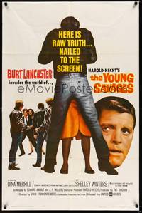 2h997 YOUNG SAVAGES 1sh '61 Burt Lancaster, John Frankenheimer, produced by Harold Hecht!