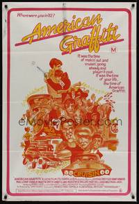 2j280 AMERICAN GRAFFITI Aust 1sh R70s George Lucas teen classic, it was the time of your life!