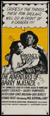 2j341 ADVENTURES OF BARRY MCKENZIE Aust daybill '72 shameless saga of a young Aussie in Pommyland!