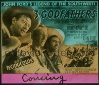 2k102 3 GODFATHERS glass slide '49 cowboy John Wayne in John Ford's Legend of the Southwest!