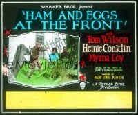 2k109 HAM & EGGS AT THE FRONT glass slide '27 Zanuck's racist movie with Myrna Loy in blackface!