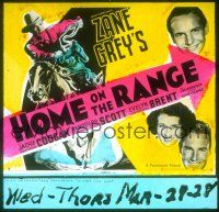 2k110 HOME ON THE RANGE style B glass slide '34 Zane Grey, Jackie Coogan, Randolph Scott, Brent