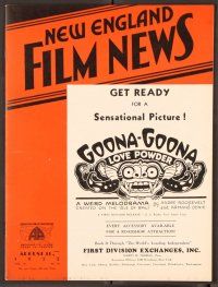 2k038 NEW ENGLAND FILM NEWS exhibitor magazine August 11, 1932 Goona-Goona, 2-page White Zombie ad!