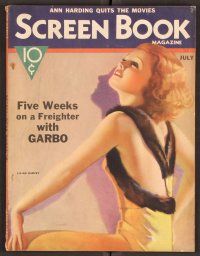 2k047 SCREEN BOOK magazine July 1933 wonderful artwork of sexy Lilian Harvey in cool dress!