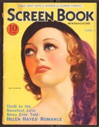 2k046 SCREEN BOOK magazine June 1933 great artwork portrait of Joan Crawford!