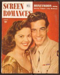 2k080 SCREEN ROMANCES magazine March 1947 Shirley Temple & Guy Madison in Honeymoon!