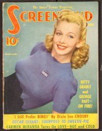 2k068 SCREENLAND magazine June 1941 portrait of sexy Carole Landis in tight sweater!