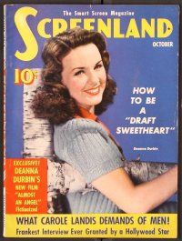 2k072 SCREENLAND magazine October 1941 portrait of pretty Deanna Durbin from Almost an Angel!