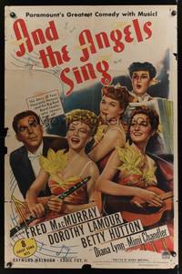 2m037 AND THE ANGELS SING style A 1sh '44 artwork of Fred MacMurray with Dorothy Lamour & sexy band