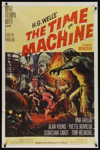 2m898 TIME MACHINE 1sh '60 H.G. Wells, George Pal, great Reynold Brown sci-fi artwork!
