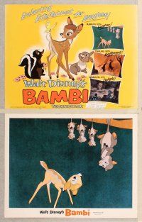2p029 BAMBI 9 LCs R66 Walt Disney cartoon deer classic, great images with Thumper & Flower!