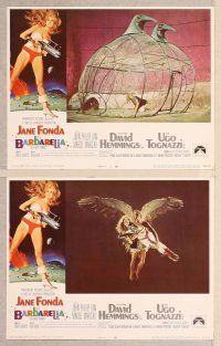 2p076 BARBARELLA 8 LCs '68 sexy sci-fi images of Jane Fonda, Roger Vadim directed!