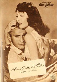 2r182 BECAUSE OF YOU German program '53 different images of Jeff Chandler & sexy Loretta Young!