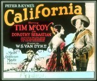 2r126 CALIFORNIA glass slide '27 great image of Tim McCoy & senorita Dorothy Sebastian!