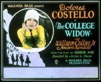 2r129 COLLEGE WIDOW glass slide '27 pretty Dolores Costello romances the college football players!