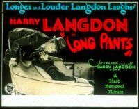2r148 LONG PANTS glass slide '27 wacky image of Harry Langdon kissing girl in back of car!
