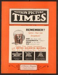2r050 MOTION PICTURE TIMES exhibitor magazine April 13, 1929 MGM pushes sound, Educational silents!