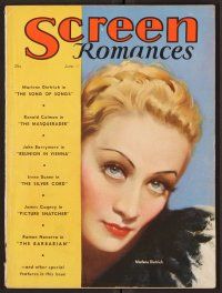 2r079 SCREEN ROMANCES magazine June 1933 art of Marlene Dietrich in The Song of Songs!