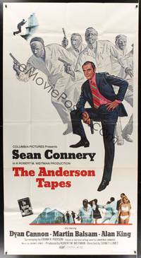 2s314 ANDERSON TAPES 3sh '71 art of Sean Connery & gang of masked robbers, Sidney Lumet