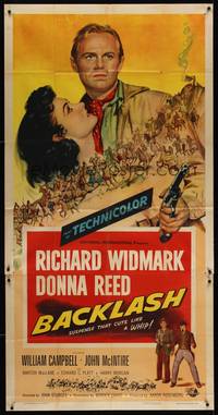 2s321 BACKLASH 3sh '56 Richard Widmark knew Donna Reed's lips but not her name, different art!