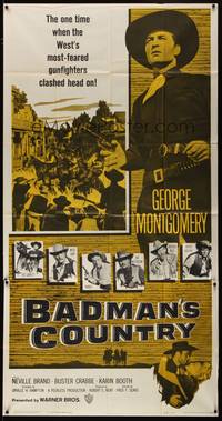 2s322 BADMAN'S COUNTRY 3sh '58 George Montgomery as Pat Garrett, Buster Crabbe as Wyatt Earp!
