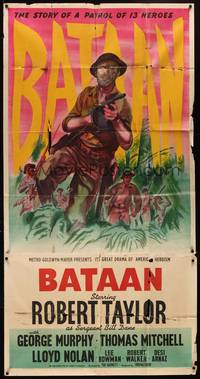 2s323 BATAAN 3sh '43 Robert Taylor with rifle in the story of a World War II patrol of 13 heroes!