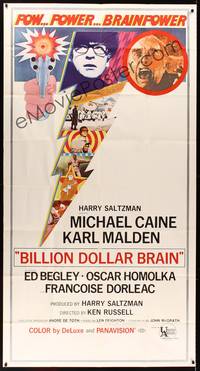 2s334 BILLION DOLLAR BRAIN 3sh '67 Michael Caine, Karl Malden, Ken Russell, Caine vs. Brain!